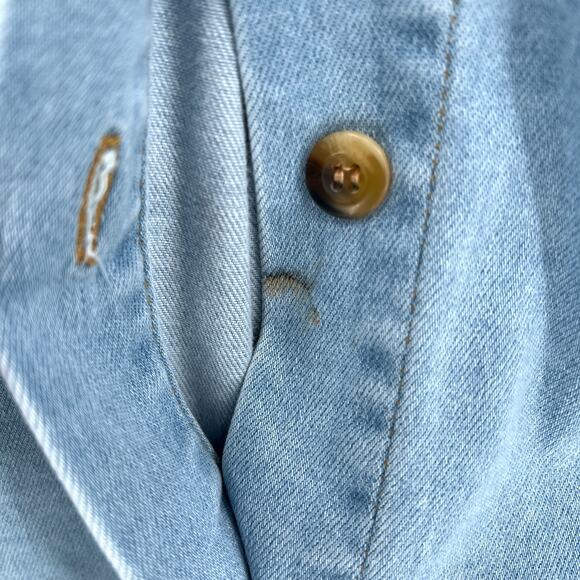 ENZA COSTA Soft Denim Shirt Dress Womens Small Light Blue Short Sleeve Button Up - Picture 12 of 14